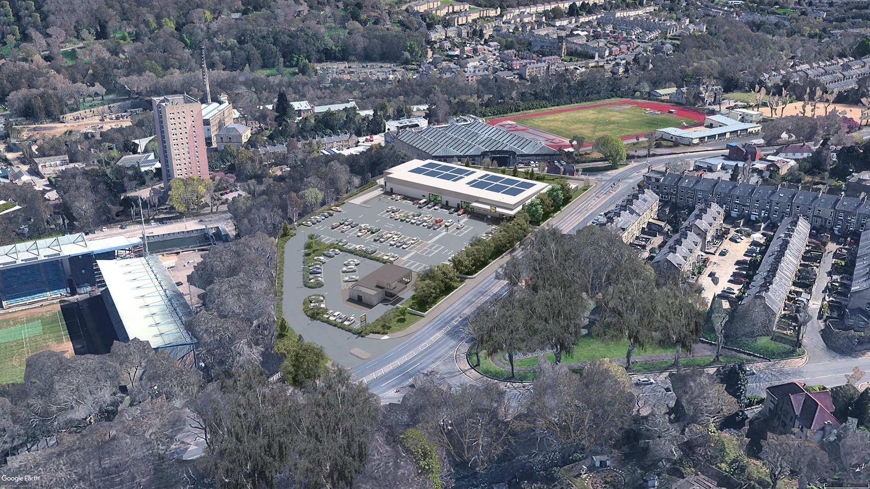 3D aerial visual of the proposed store